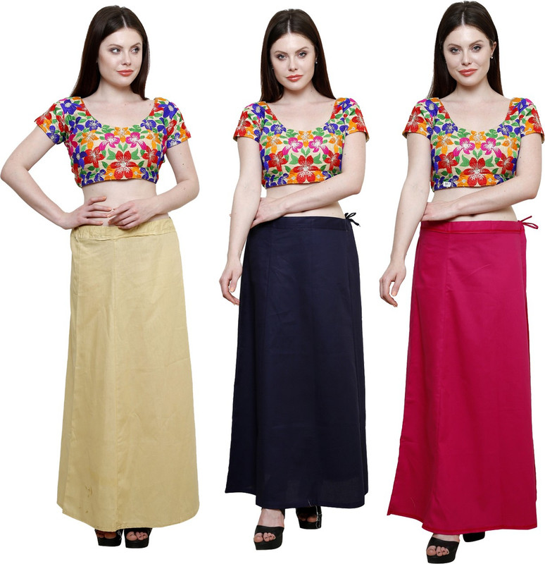 Pistaa Beige, Navy Blue and Dark Pink Cotton Blend Petticoat(XL) Pistaa Beige, Navy Blue and Dark Pink Cotton Blend Petticoat(XL)