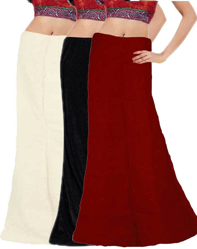 Javuli ja1-in-black-white-maroon Cotton Blend Petticoat(XXL)