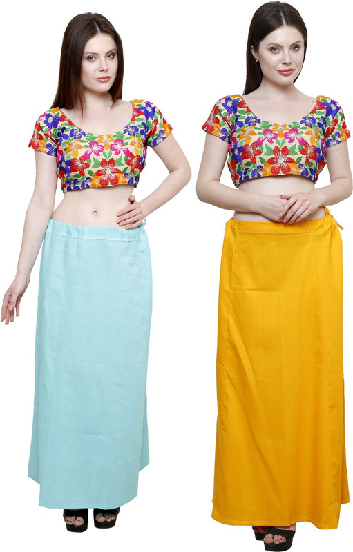 Pistaa Sky Blue and Mango Yellow Cotton Blend Petticoat(XL) Pistaa Sky Blue and Mango Yellow Cotton Blend Petticoat(XL)