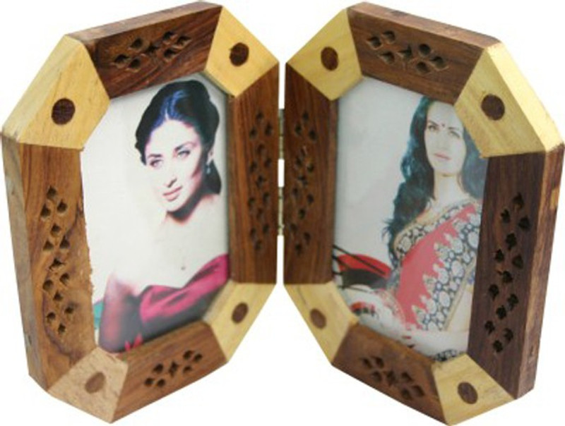 Craftatoz wooden carving photo frame 6 inch handcrafted(128 MB, Multicolor)