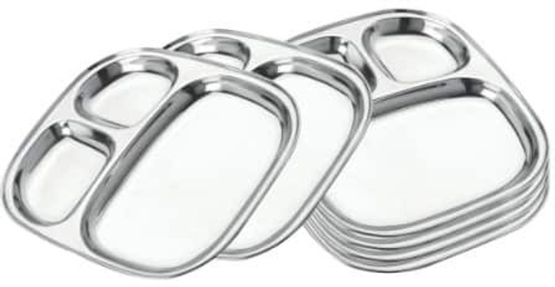 Ratna Medium Pav Bhaji Plate Sectioned Plate(Pack of 6)