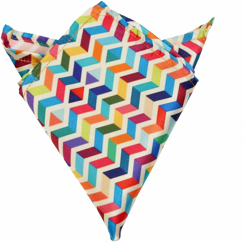 Blacksmithh Abstract Multi Printed Design Geometric Print Satin Blend Pocket Square