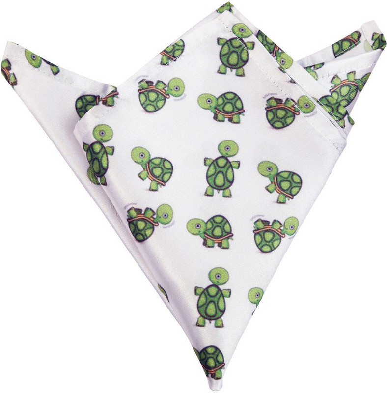 Blacksmithh Tiny Turtles Printed Design Animal Print Satin Blend Pocket Square