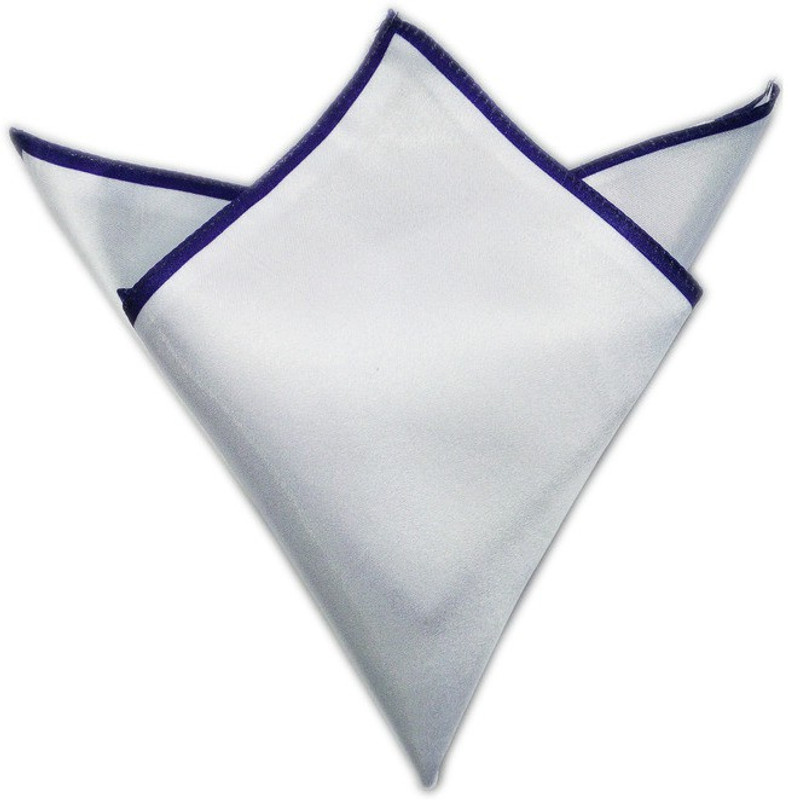 Blacksmithh Swan Tipped Navy Solid Satin Blend Pocket Square