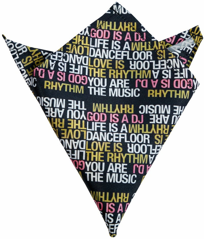 Blacksmithh God Is A Dj Printed Design Graphic Print Satin Blend Pocket Square