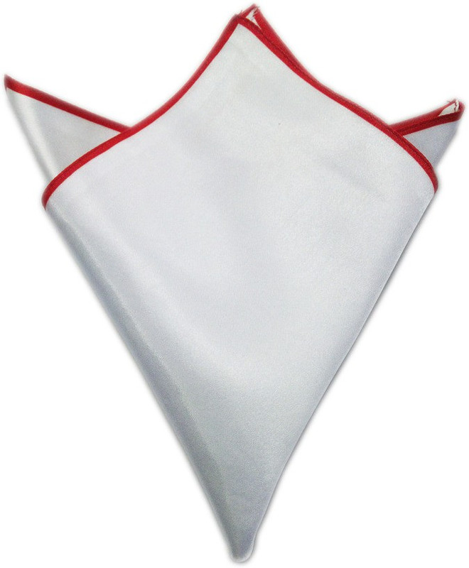 Blacksmithh Swan Tipped Red Solid Satin Blend Pocket Square