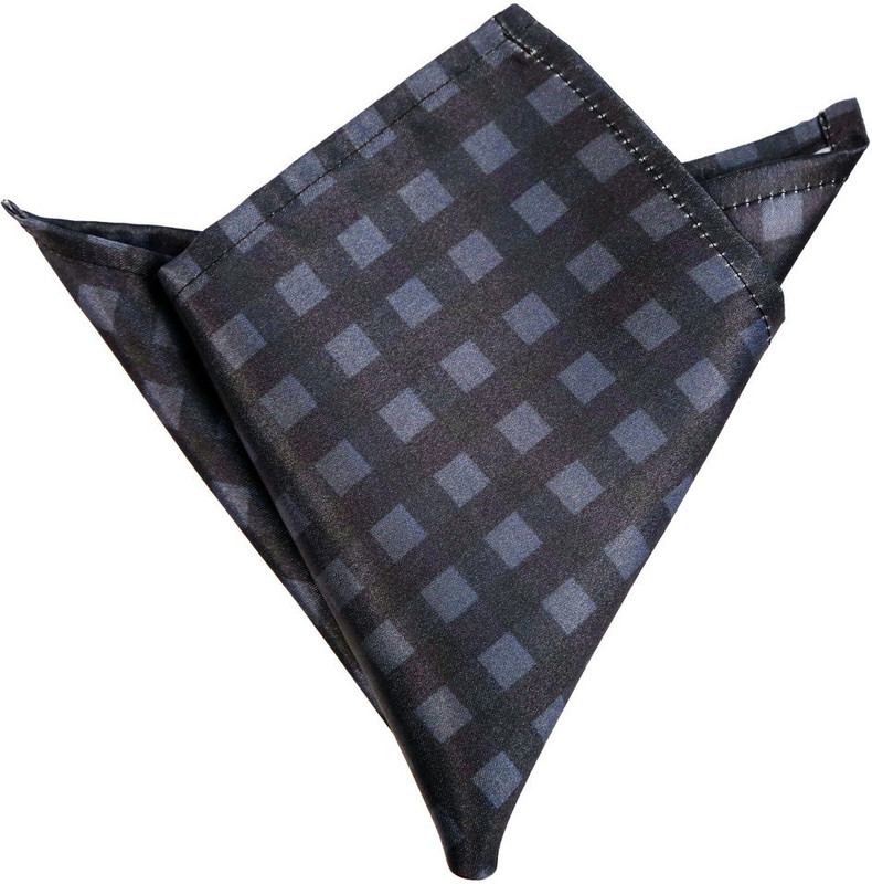 Blacksmithh Grey Black Checks Printed Design Checkered Satin Blend Pocket Square