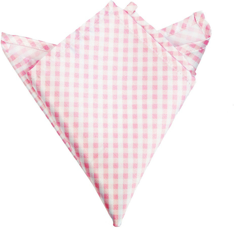 Blacksmithh Pink Checks Printed Design Checkered Satin Blend Pocket Square