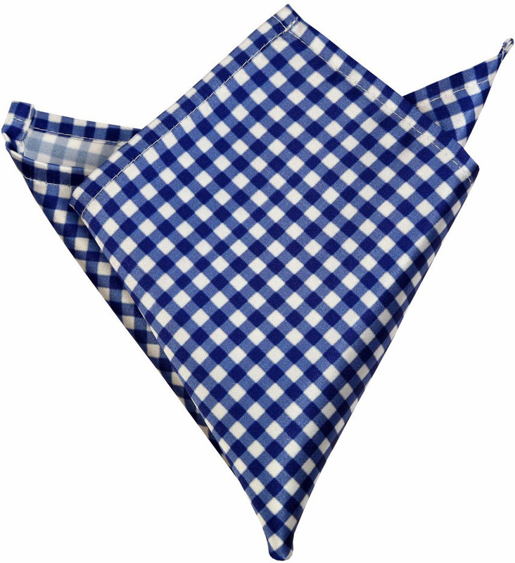 Blacksmithh Blue Gingham Checks Printed Design Checkered Satin Blend Pocket Square