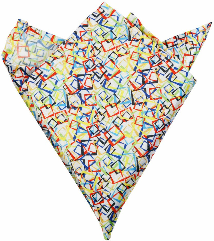 Blacksmithh Intertwine Printed Design Geometric Print Satin Blend Pocket Square