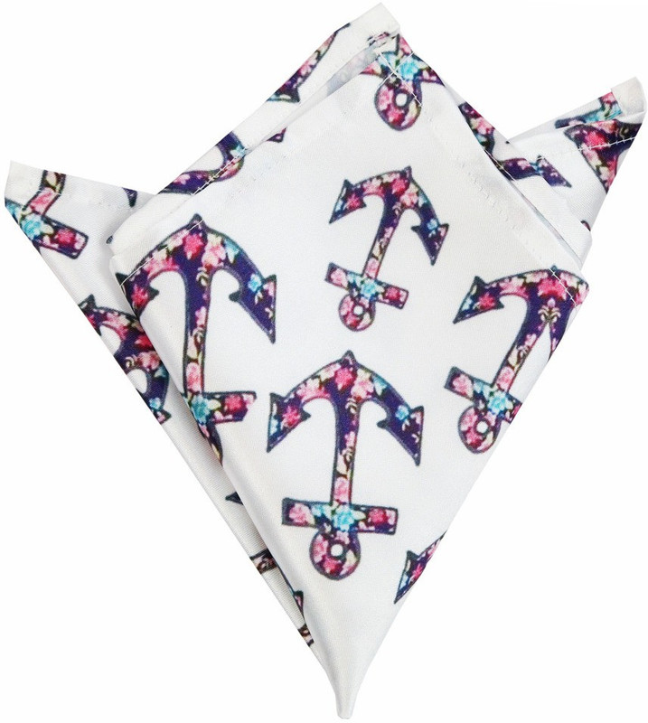 Blacksmithh Anchors Trance Printed Design Graphic Print Satin Blend Pocket Square