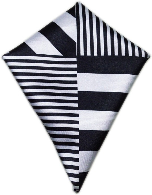Blacksmithh European Black Geometric Print Satin Blend Pocket Square