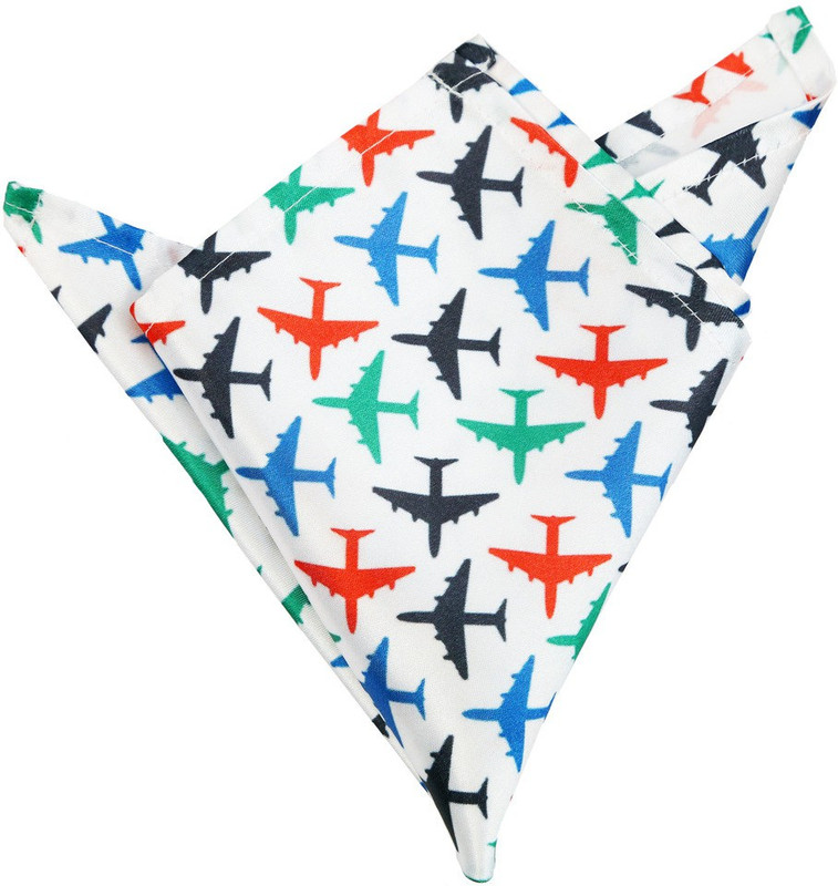 Blacksmithh Aeroplanes Multi Printed Design Graphic Print Satin Blend Pocket Square