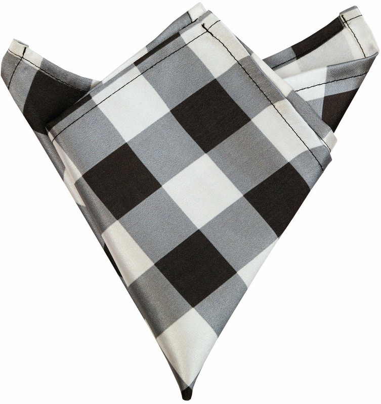 Blacksmithh Black And White Checks Printed Design Checkered Satin Blend Pocket Square