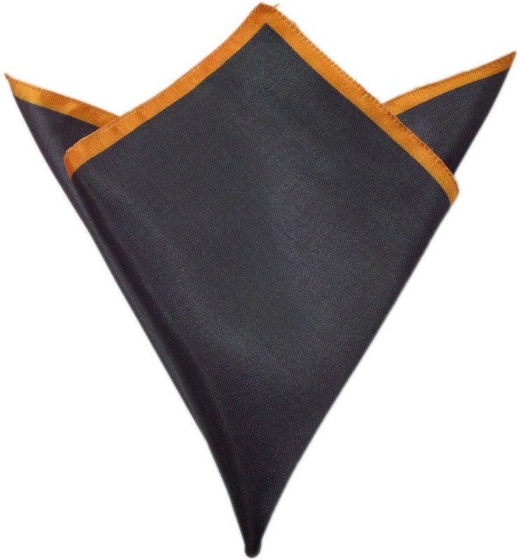 Blacksmithh Carbon Tipped Orange Solid Satin Blend Pocket Square