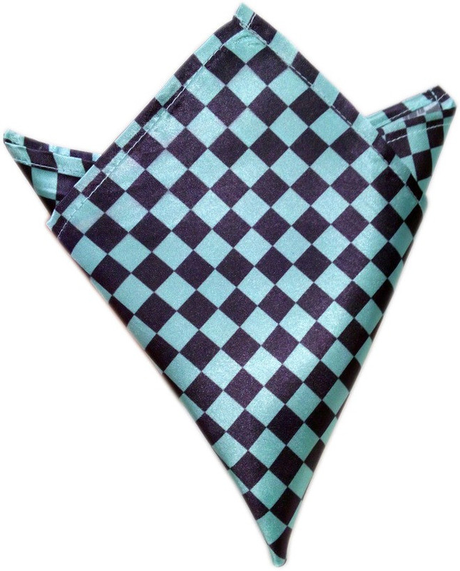 Blacksmithh Flags Icemint Checkered Satin Blend Pocket Square