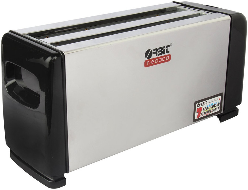 Orbit T-6000B 1300 W Pop Up Toaster(Silver and black)