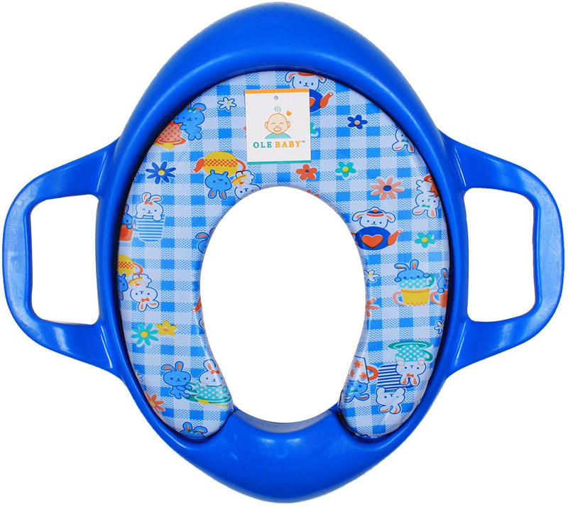 Ole Baby Bunny Checks Flower Padded, Soft, and Durable,Full Cushion Assorted Trainer With Handle Potty Seat(Blue)