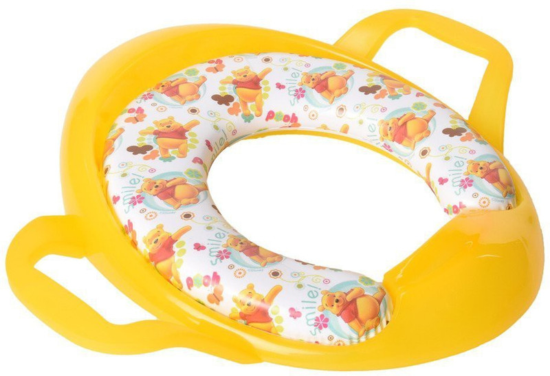 Baby Bucket Pooh Print Soft Padded Training Toilet Seat With Handles Potty Seat(Yellow)