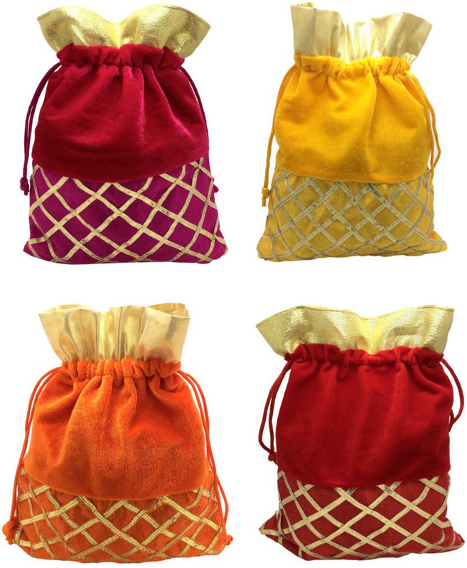 FashBlush Shagun Gift Pouch Potlis (Set Of 4) Potli(Multicolor)