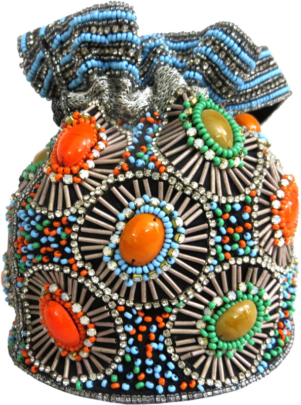 Kawaii Multi-Colored acrylic stone Beaded Potli(Multicolor)