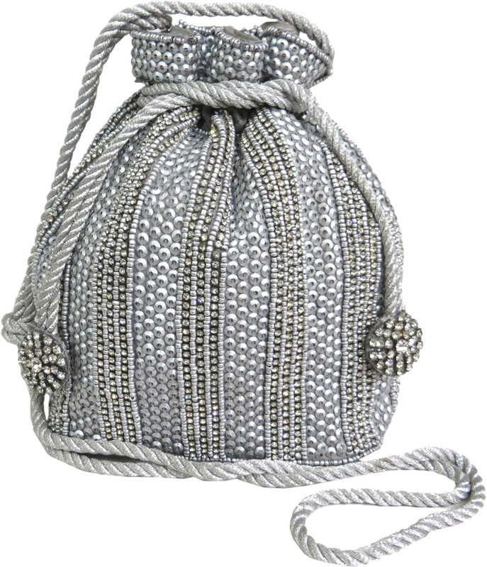 Kawaii Grey Sequins Diamante Potli(Grey)