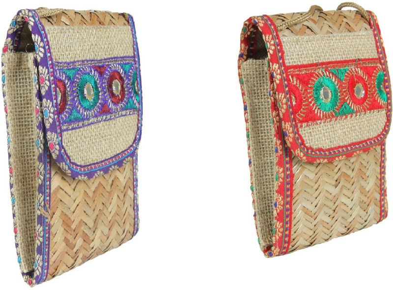 Sheen Combo Of 2 Jute Mobile Pouches Pouch(Multicolor)
