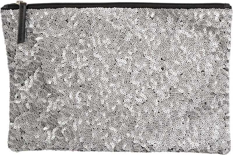Ilina Shimmy Square Wristlet(Silver, Black)