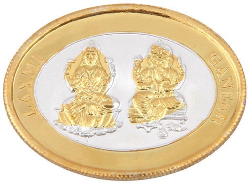 Jewel99 Laxmi Ganesh 24 KT Gold Plated Coin