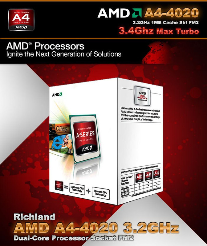 AMD 3.2 GHz FM2 A4 4020 Processor(Metal)