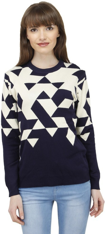 Camey Round Neck Self Design Women Pullover