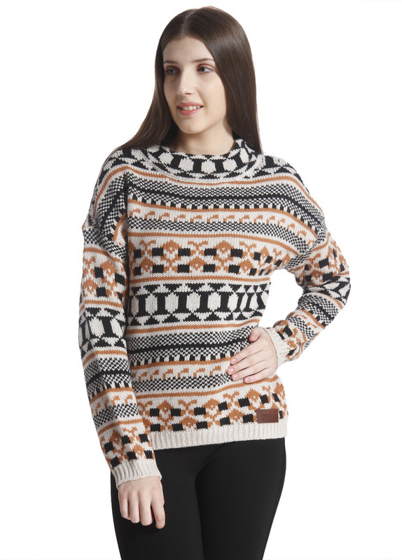 Vero Moda Turtle Neck Geometric Print Women Pullover