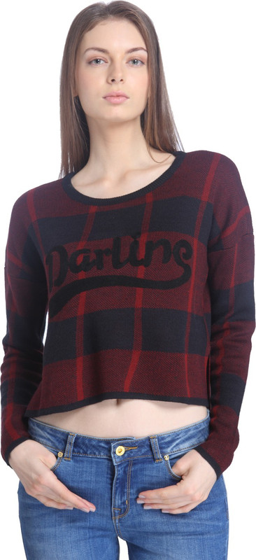 Only Round Neck Checkered Women Pullover