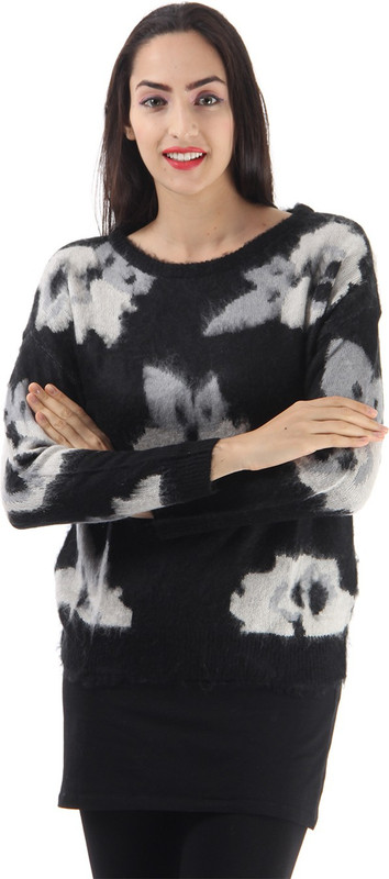 Only Round Neck Self Design Women Pullover