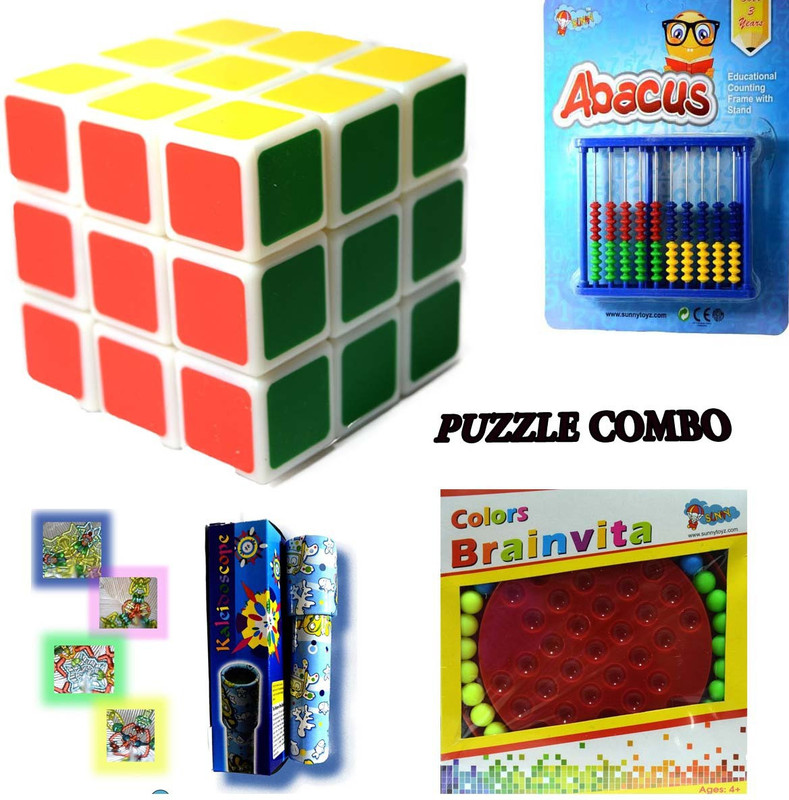 Sunny 3*3 Magic Cube,Abacus,Colour Brainvita And Mini Kailesdoscope(4 Pieces)