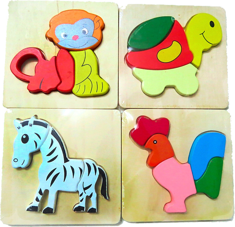 Hnt Kids Wooden toys set of 3 cartoon pattern(3 Pieces)