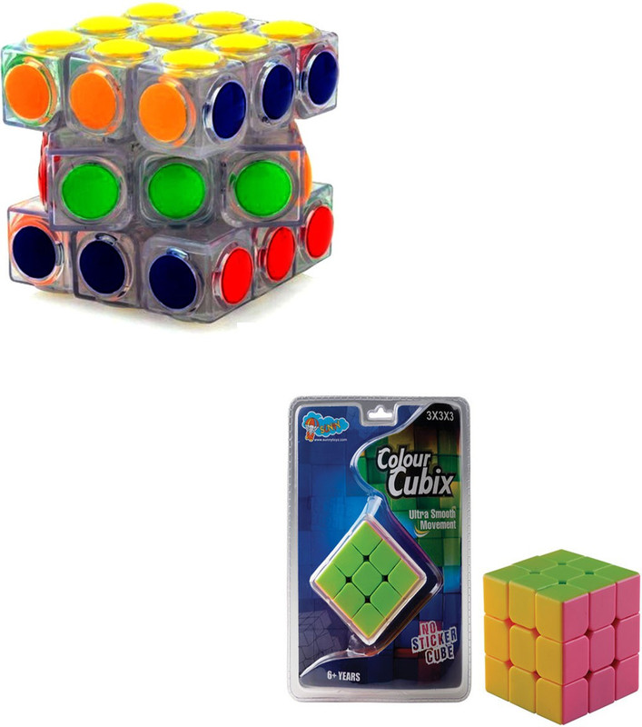 Sunny Super 3x3 Combo Stickerless And Transparant Cubix(2 Pieces)