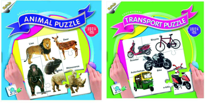 Ratnas Pack Of 2 - Educational Animal & Transport Puzzle(88 Pieces)