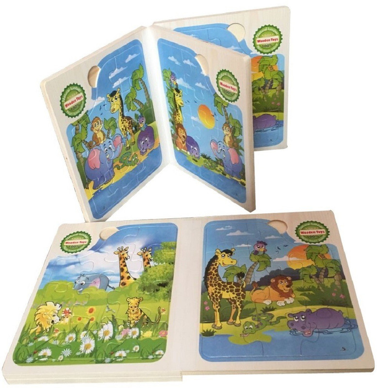 Webby Set of 5 Animal Mosaic Jigsaw Puzzles(12 Pieces)