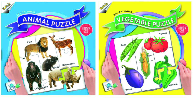 Ratnas Pack Of 2 - Educational Animal & Vegetable Puzzle(88 Pieces)