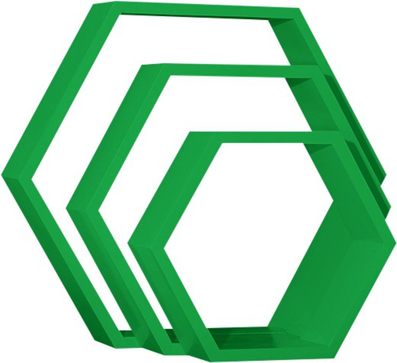 Custom Decor Hexagon Wooden Wall Shelf(Number of Shelves - 3, Green) RS.4000 (77.00% Off) - Flipkart