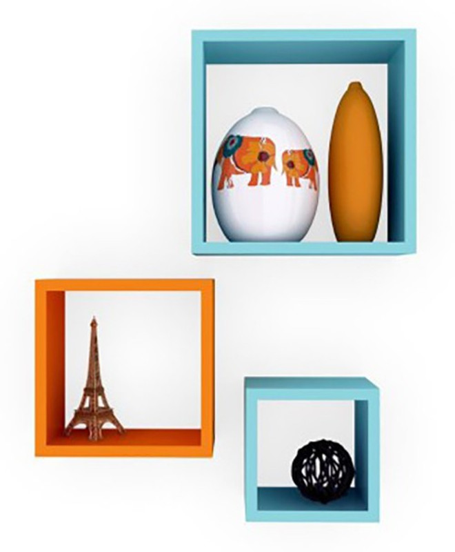 Usha Furniture Wooden Wall Shelf(Number of Shelves - 3, Orange, Blue) RS.2500 (66.00% Off) - Flipkart