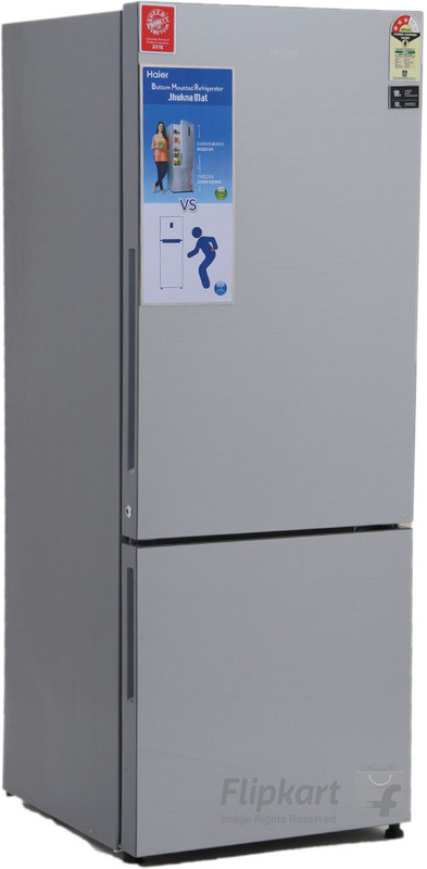 Haier 345 L Frost Free Double Door 3 Star Refrigerator(Silver Glass, HRB -3654PSG-R)