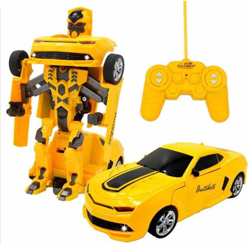 Gift World RC Transformation Toys One key Remote Control Car Bumblebee 360 Rotation(Yellow)
