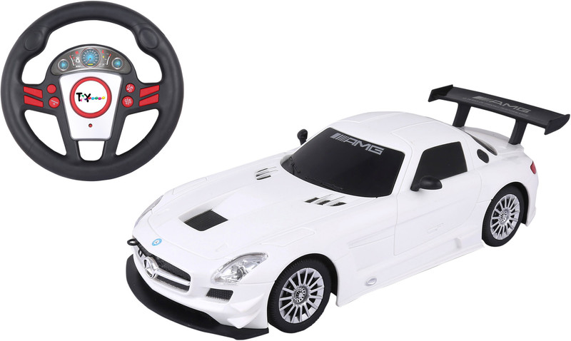 Toy House Officially Licensed 1:24 Mercedes SLS AMG GT3 with small steering RC Car, White(White)