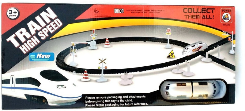 kts khalsa toys and sales High Speed Metro With Flyover Track Battery Operated Train (Silver, Black)(Red)