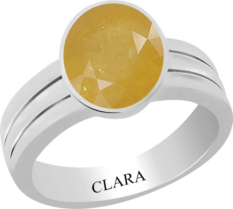 Clara Certified Pukhraj 8.3 cts or 9.25 ratti Stunning Sterling Silver Sapphire Ring