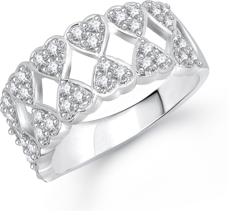 Meenaz Whole Heart White Alloy Cubic Zirconia Ring