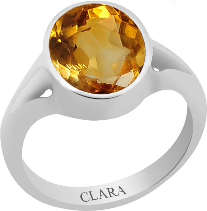 Clara Certified Sunehla 7.5 cts or 8.25 ratti Zoya Sterling Silver Citrine Ring