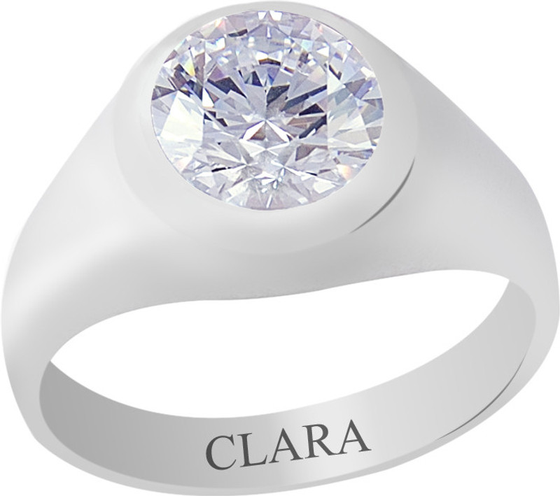 Clara Certified 3.9 cts or 4.25 ratti Bold Sterling Silver Zircon Ring
